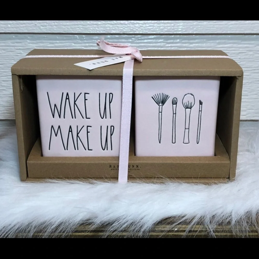 Rae Dunn Pink Makeup Brush Holder Set